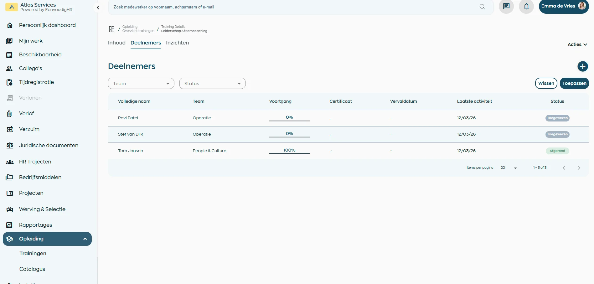 Manage and assign training within WorkVine
