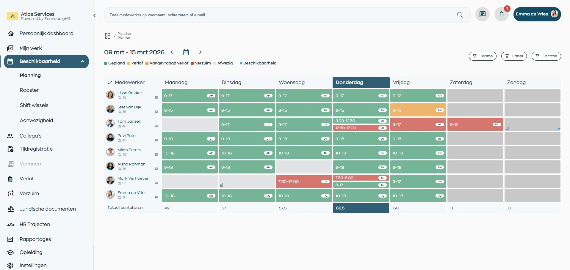 Planning in WorkVine