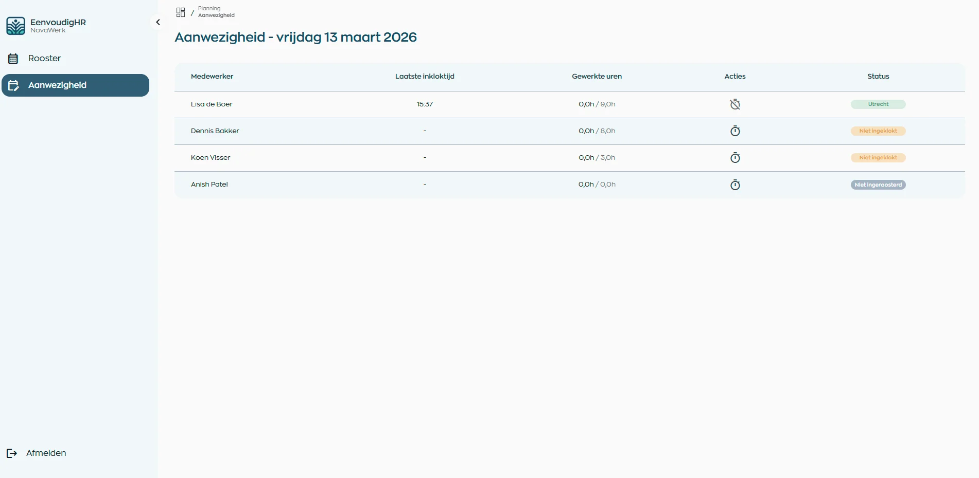 Time clock in WorkVine