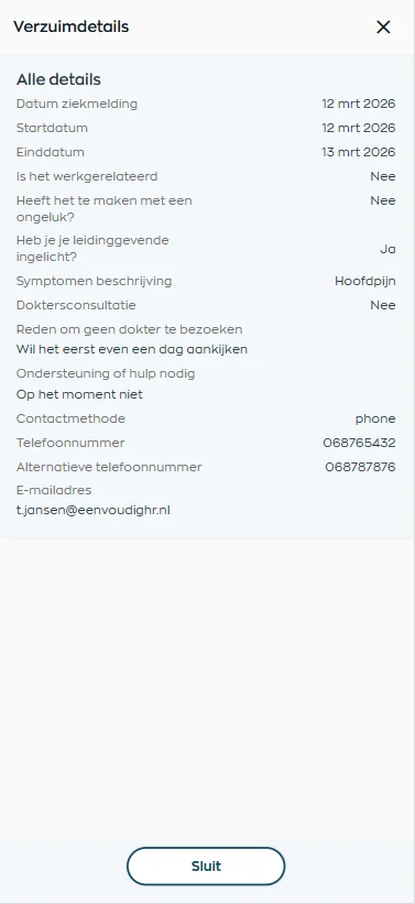 Employees see information about their absence case and next steps in the app